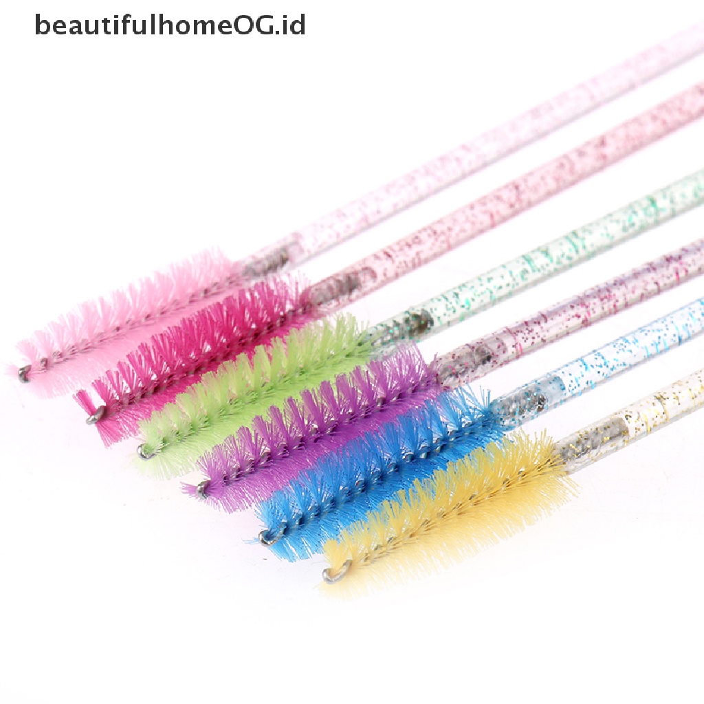 // Lebaran// 50pcs Sikat Bulu Mata Sekali Pakai Dengan Batang Kristal Sisir Alis makeup brush **