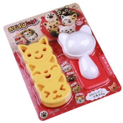 Cetakan Nasi Bento Set 3D Bentuk Kartun Kucing Panda Beruang Kelinci Untuk Dekorasi Bento Sushi