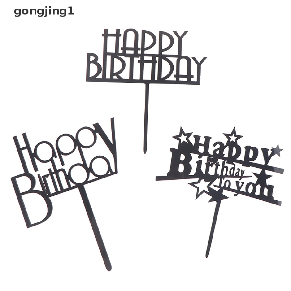 Ggg 1Pc Plastik Akrilik Happy Birthday Cake Topper Dekorasi Aksesoris Pesta ID