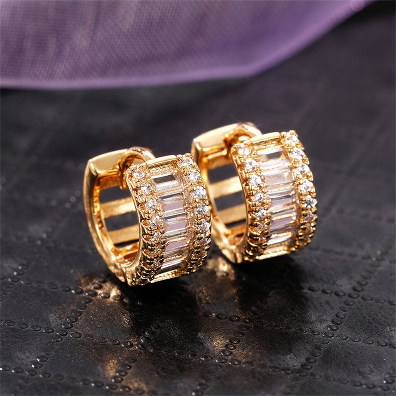 Dainty Cubic Zirconia Hoop Earrings Untuk Wanita Warna Perak/Warna Emas Fashion Serbaguna Perempuan Anting Tindik Perhiasan