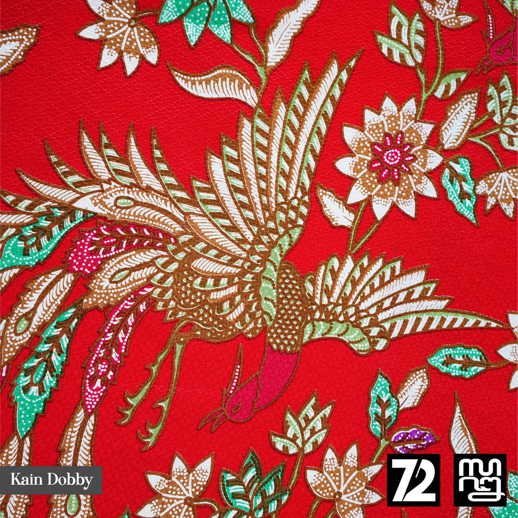 KAIN BATIK PREMIUM Dobby Motif Burung Cendrawasih Warna Merah 723530 Cap 72 Jarik Jarit Samping Kebat Panjang Batik Dobby Modern Premium Bahan Seragam Batik Pernikahan Kantor Keluarga Murah Kamen Jadi Batik Bali Lembaran