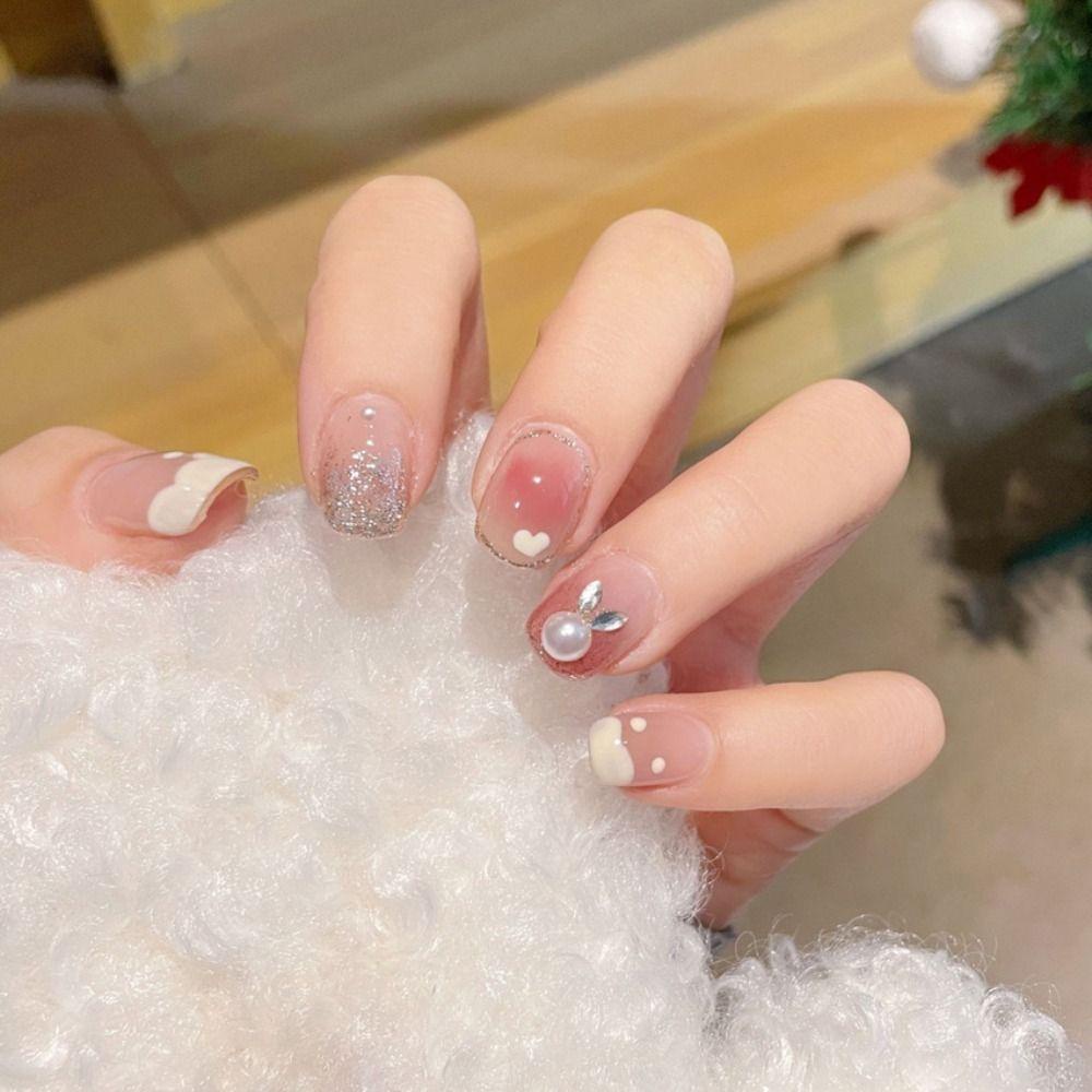 Needway Kuku Palsu Lepas Pasang Dengan Lem Jelly Elegent Artificial Mix Style Rabbit Press On Nail Tips Penutup Penuh Nail Art Tips