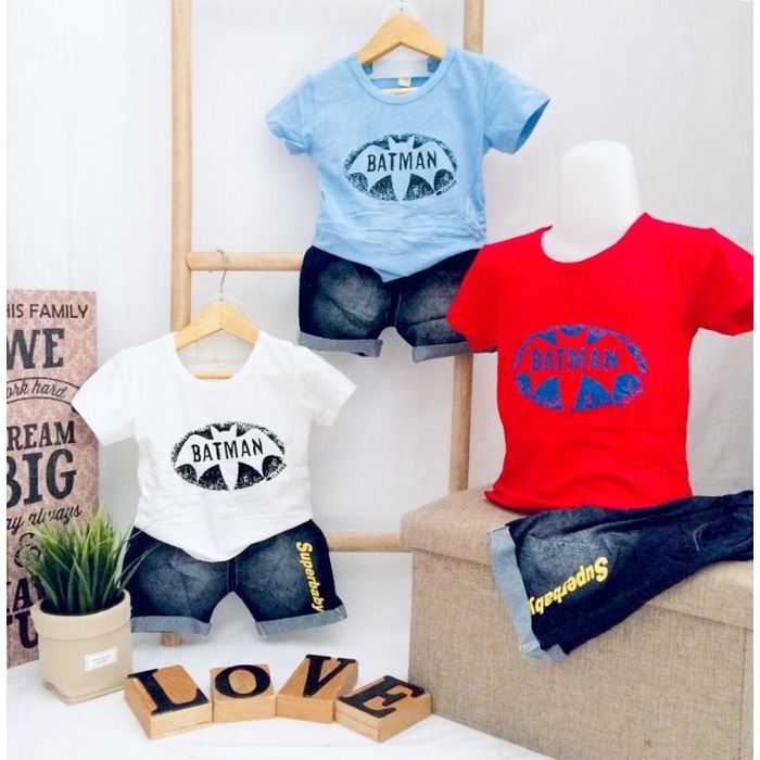 Baju Setelan Anak Laki-Laki Impor Celana Denim Pendek Cowok Balita 6 bulan 1 2 3 4 5 Tahun