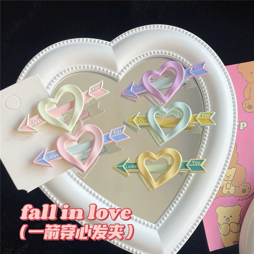 Satu Panah Memakai Klip Hati Aksesoris Rambut Siswa Lucu Gadis Liar Cinta Klip Rambut Klip Rambut Manis