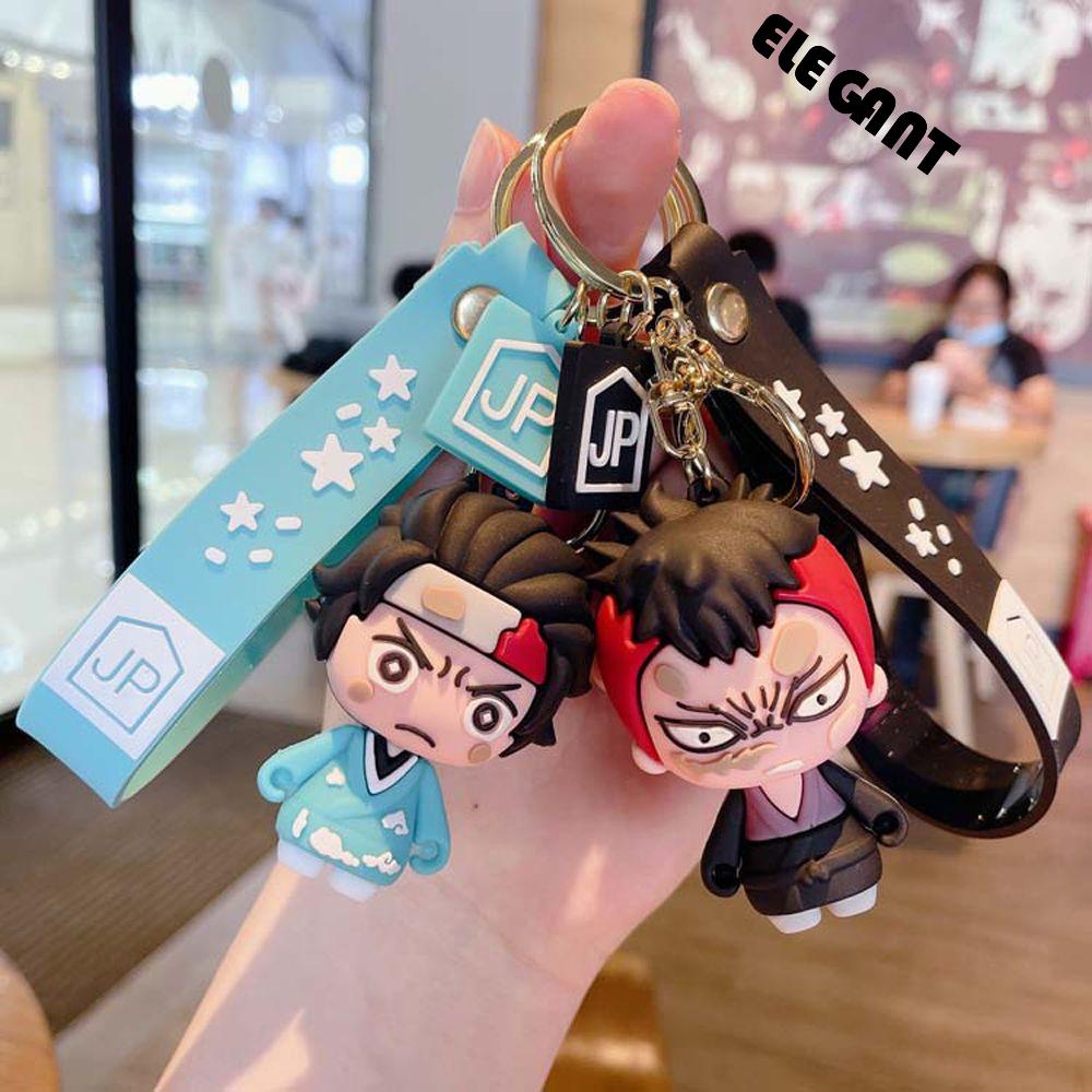 [Elegan] Gantungan Kunci Demon Slayer Lucu Nezuko Kimetsu No Yaiba Miniatur Tanjirou Inosuke Scultures Key Ring
