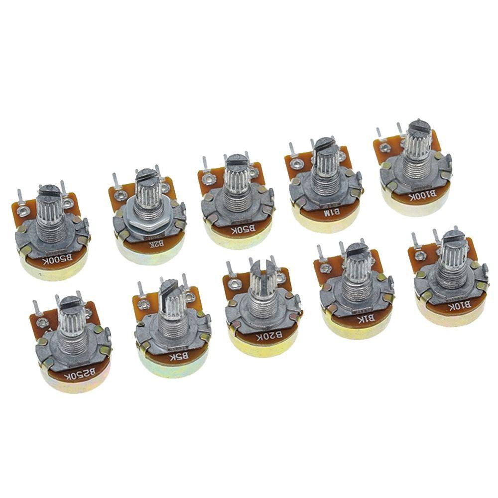 Populer 10pcs Potensio Linear Tahan Lama B20K B50K B100K B500K Tunggal 3Pin 15mm