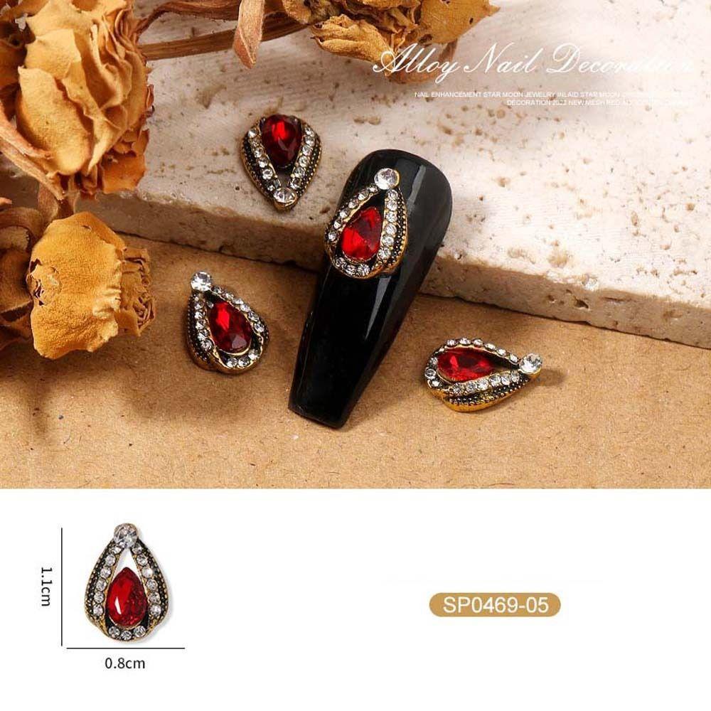 Mxbeauty Kuku Berlian Imitasi Mewah Retro Pesona Kuku Cinta Hati Manikur Aksesoris Persegi 3D Nail Art Drills