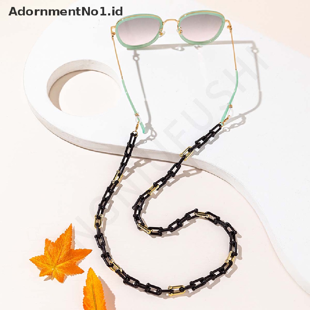 [AdornmentNo1] Fashion Hitam Akrilik Kacamata Rantai Sunglasses Lanyard Kalung Wanita Kacamata Baca Gantung Leher Tali Strap [ID]