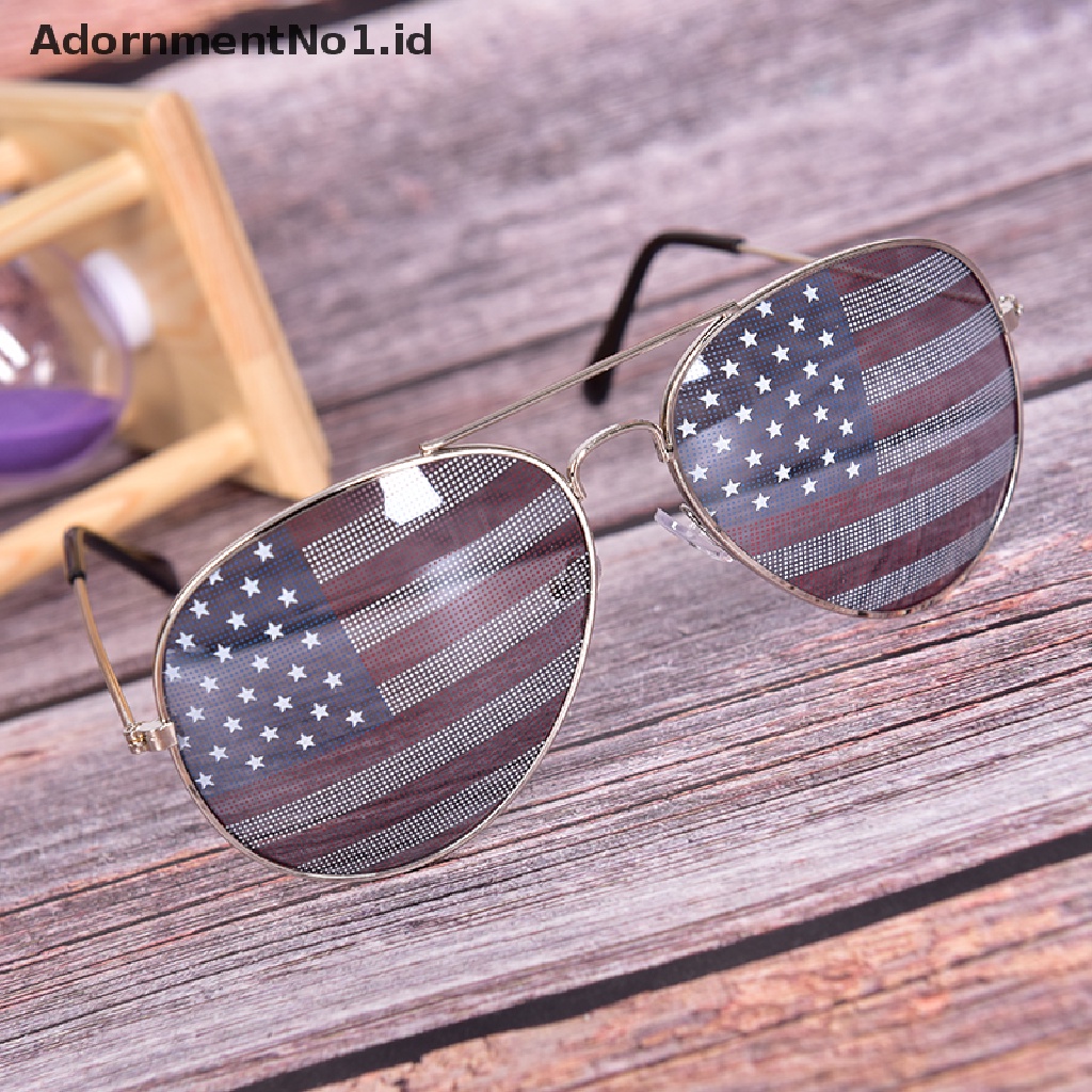 [AdornmentNo1] New Kacamata Hitam Patriotic Bendera Amerika USA Lensa Bintang Garis Pilot Shades Patriot [ID]