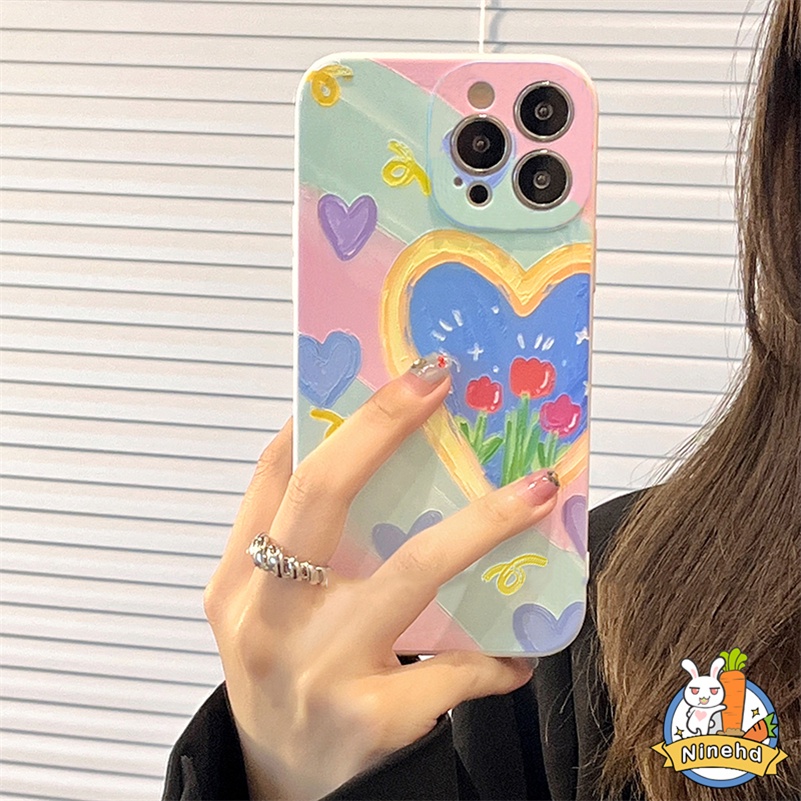 Huawei Y9 Prime 2019 Nova 7i 10 9 8 7 6 SE Pro Nova Y90 Y70 Plus Nova 5T 4e 3i Y7A Y9s Y6P P30 Lite P40 Mate 40 30 Pro Rainbow Heart Love Graffiti Flower Casing Ponsel Silikon Cair