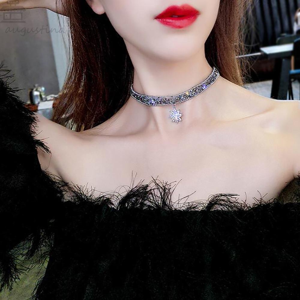Agustinina Kalung Bunga Es Punk Adjustable Pesta Alloy Gadis Untuk Wanita Rantai Klavikula