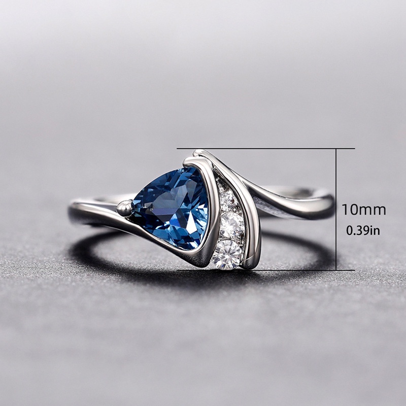 Cincin Zirkonia Kubik Biru Desain Modern Untuk Wanita Tren Baru Pertunangan Pernikahan Band Aksesoris Fashion Perhiasan