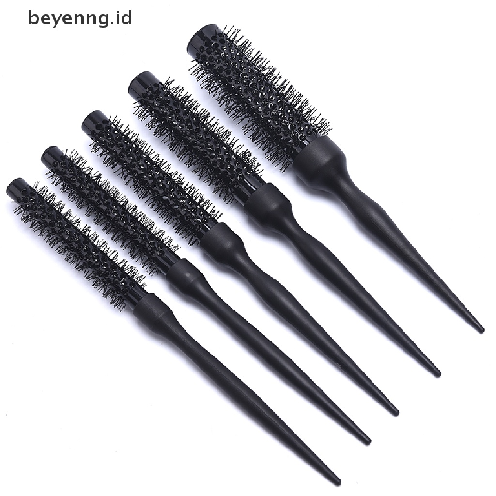 Beyen Sikat Rambut Roll Bulat Keriting Hitam Nylon Sisir Profesional Salon Barber Hairbrush ID