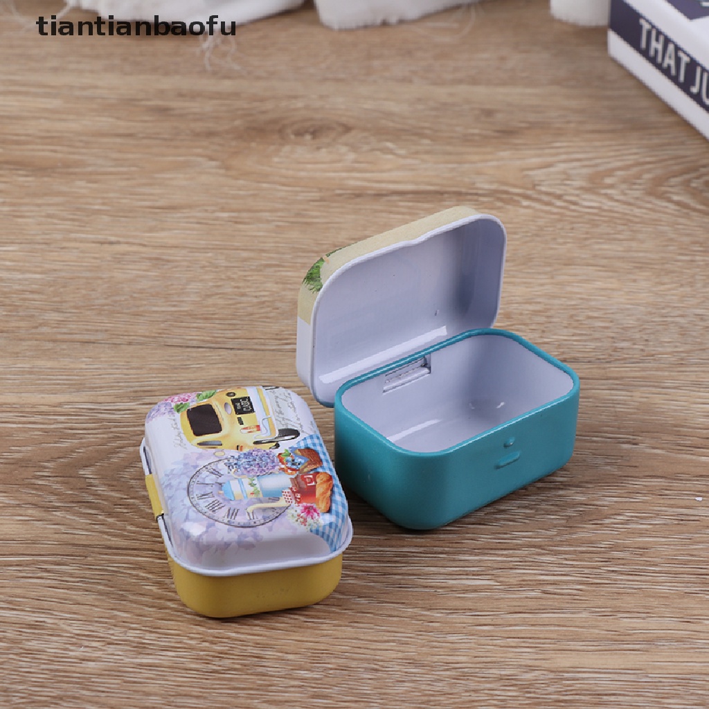 [tiantianbaofu] Tempat Penyimpanan Kaleng Mini Wadah Organizer Penutup Flip Perhiasan Permen Kotak Kecil Butik