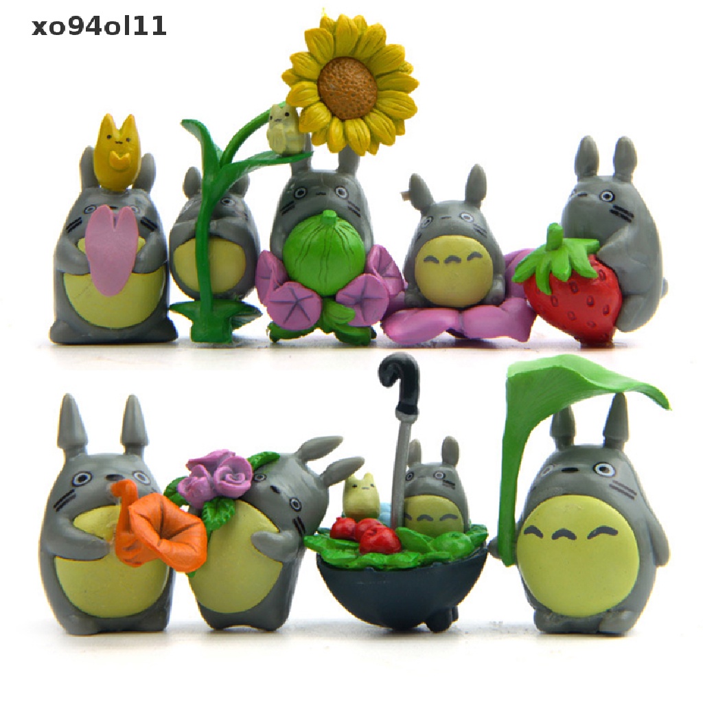 Xo Totoros Dengan Patung Daun Pohon Bunga Matahari Hayao Koleksi Figure Mini Mainan Anak OL