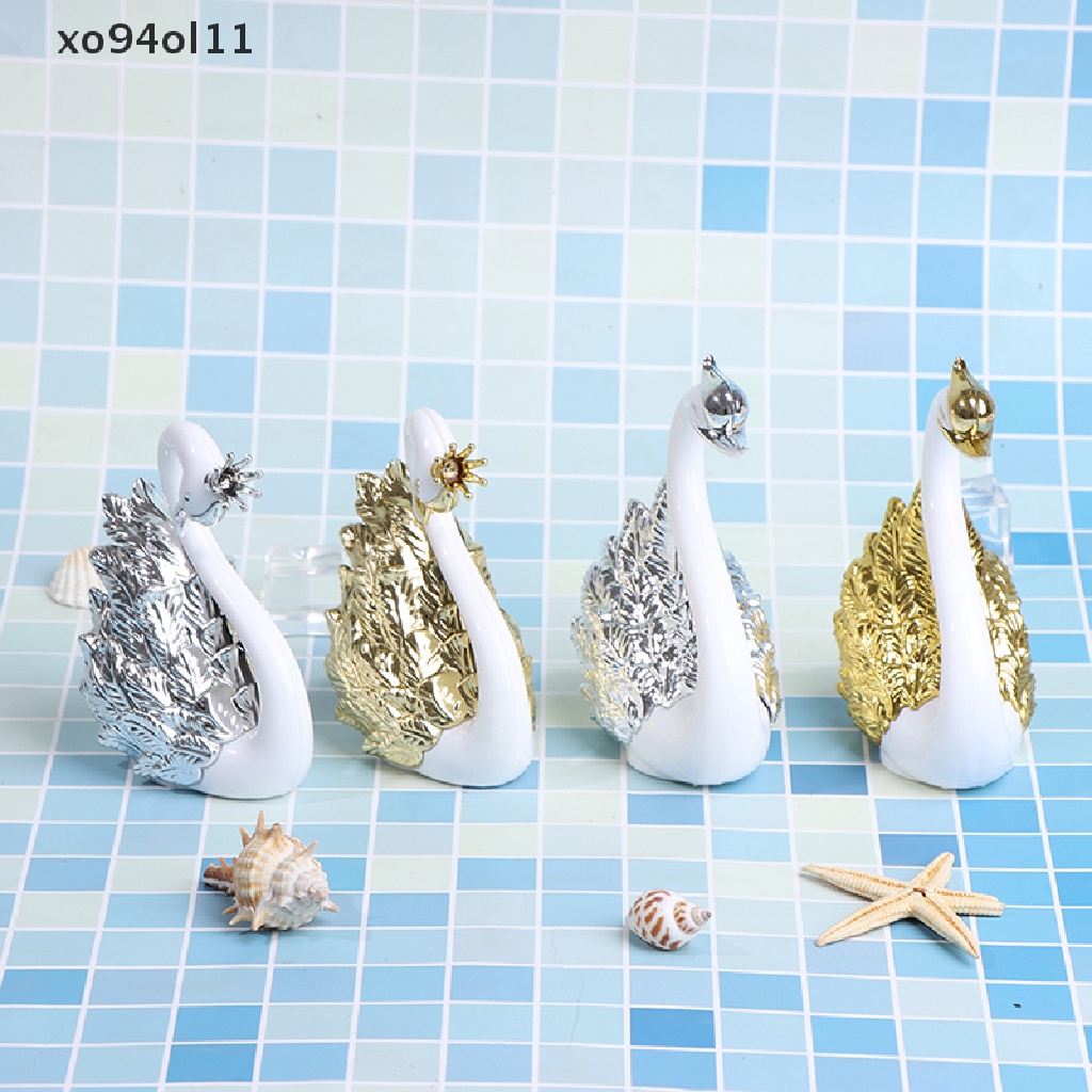 Xo 2 Pcs Romantis Mahkota Swan Cake Topper Kue Dessert Baking Decor Hiasan Perlengkapan OL