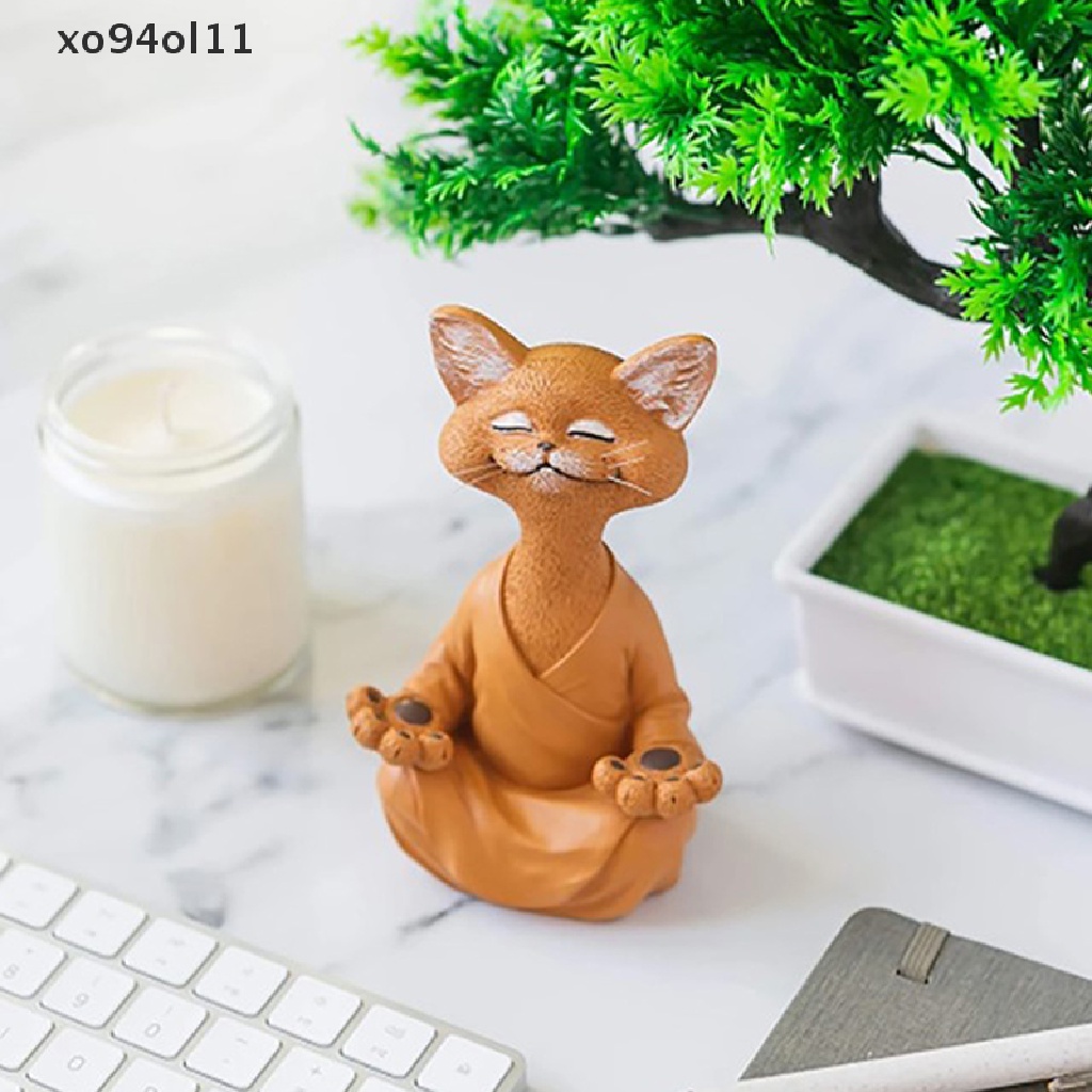 Patung Kucing Buddha Hitam XO Aneh Meditasi Yoga Koleksi Happy Cat OL