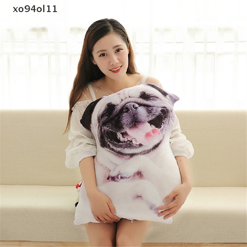 Xo 3D Cute Bend Dog Printed Throw Pillow Hewan Manusia Hidup Lucu Anjing Bantal Kepala OL