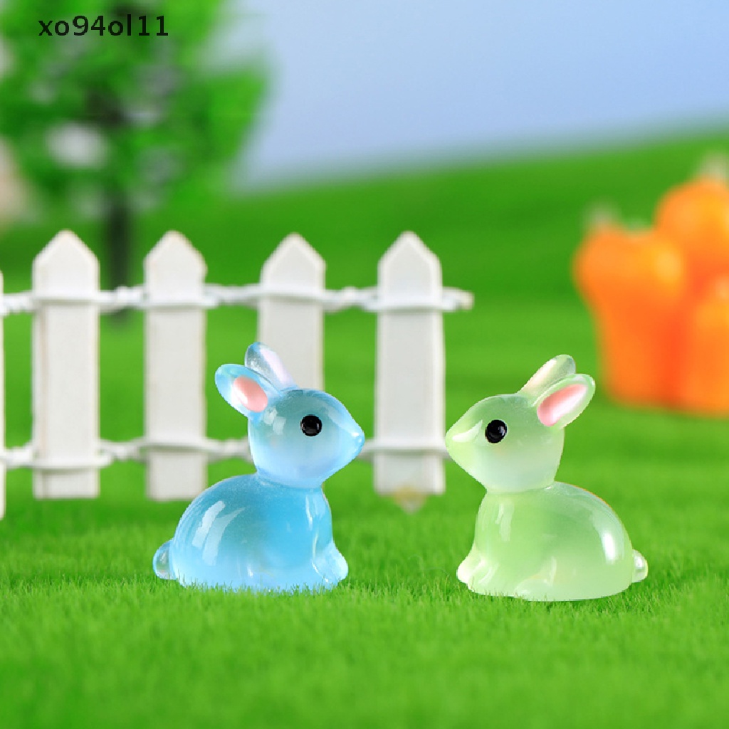 Xo 5Pcs Mini Luminous Rabbit Micro Landscape Dekorasi Taman Pot Rumah Mobil Instrumen panel Ornamen OL