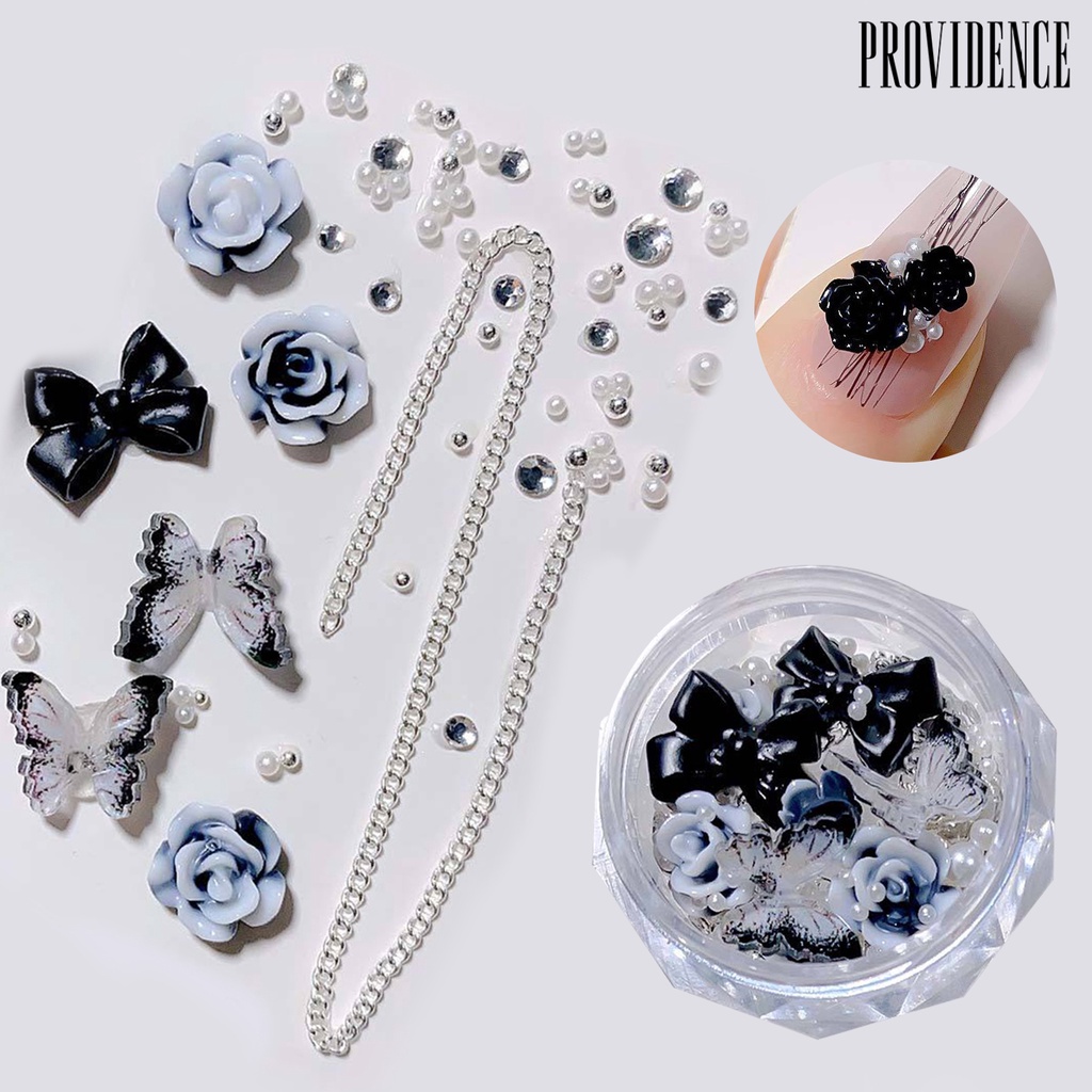 Providence 1kotak Nail Art Decor Shining Glitter High Gloss DIY Shiny Efek Visual Nail Camellia Bows Mix Chain Manicure Charm Nail Salon Supply