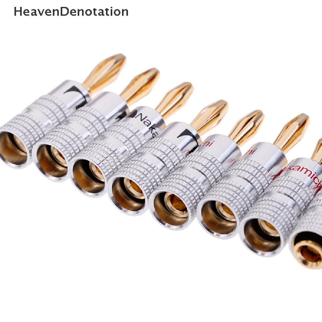 [HeavenDenotation] 4pcs 2pasang Konektor Jack Audio Colokan Pisang Speaker Lapis Emas 24K  Hdv