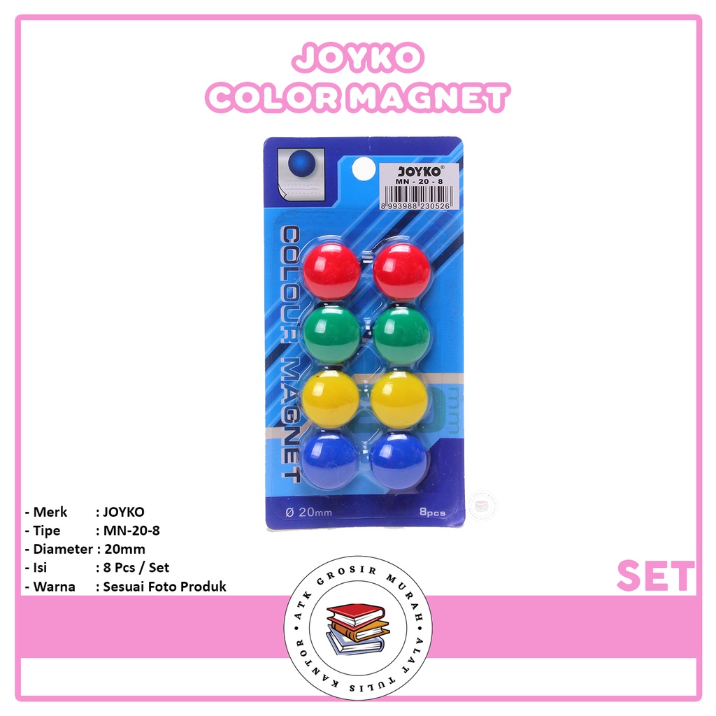 

JOYKO - Magnet Papan Tulis Whiteboard Kulkas MN-20-8 Bulat 2 cm Warna 9 - Set