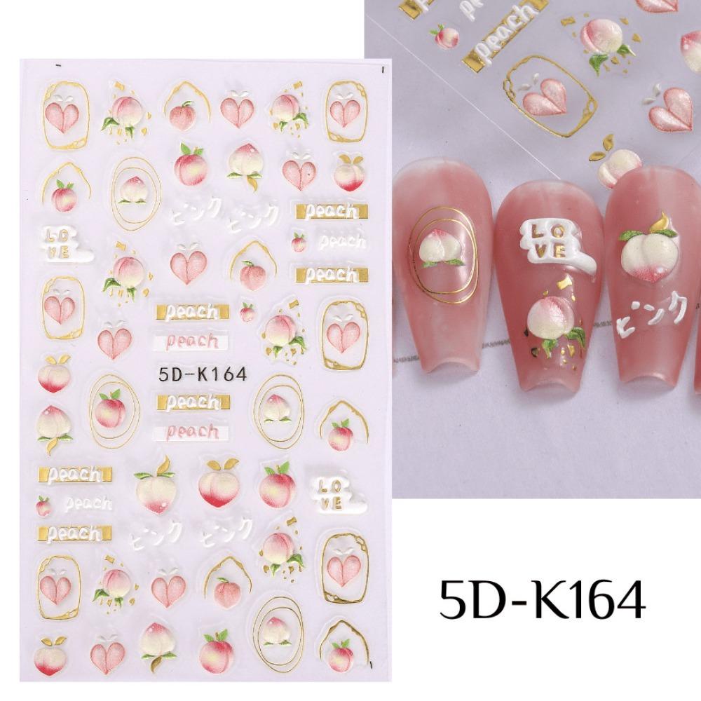 AUGUSTINA Stiker Kuku Buah Agustinina Gaya Jepang Musim Panas Daun Cherry Lemon Self Adhesive Dekorasi Kuku