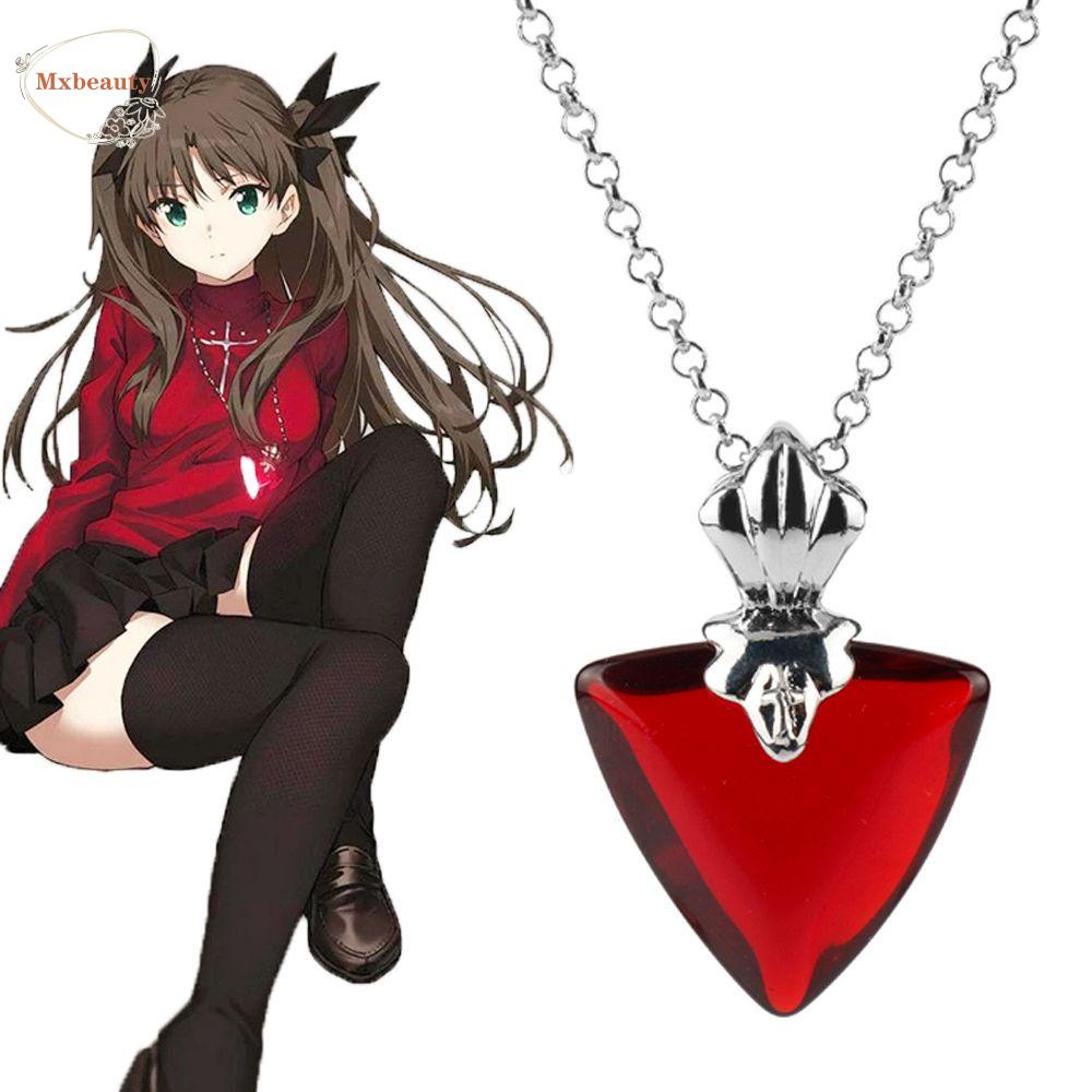 Mxbeauty Woman Anime Necklaces Elegan Manis Hati Merah Kristal Berlian Imitasi Tetap Malam Necklaces