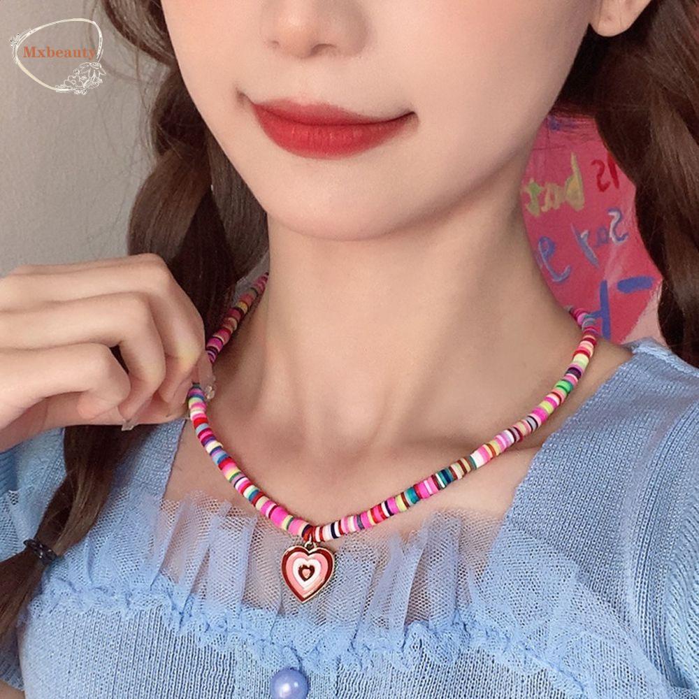 Mxbeauty Kalung Tanah Liat Warna-Warni Kreatif Gaya Nasional Klavikula Rantai Gadis Hadiah Sweater Rantai Sederhana Kalung Korea