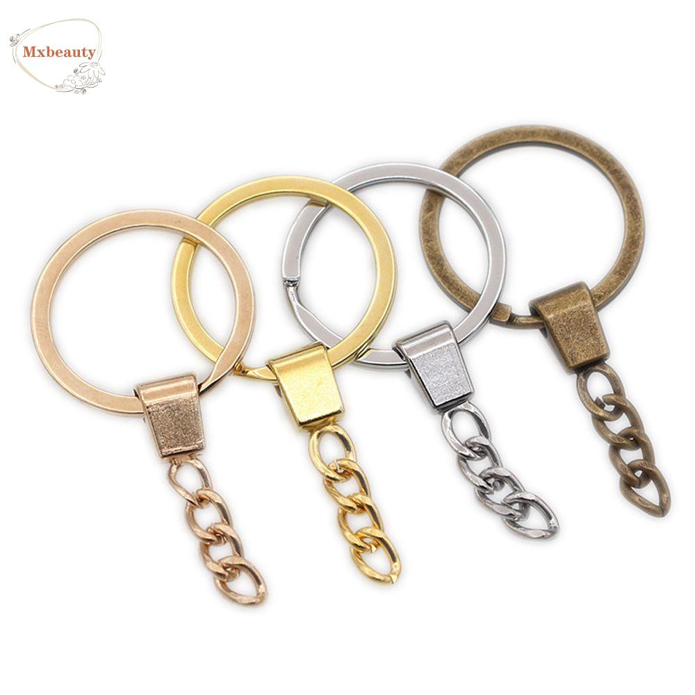 Mxbeauty Kunci Ring Silver (Ukuran Cincin: 30mm) Bronze Membuat Perhiasan Rhodium Panjang Bulat Split Keychain