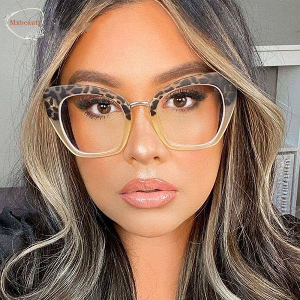 Mxbeauty Kacamata Mata Kucing Lensa Jernih Tidak Teratur Kacamata Anti Cahaya Biru Pria Kacamata Komputer Eyeglasses Optical Glasses