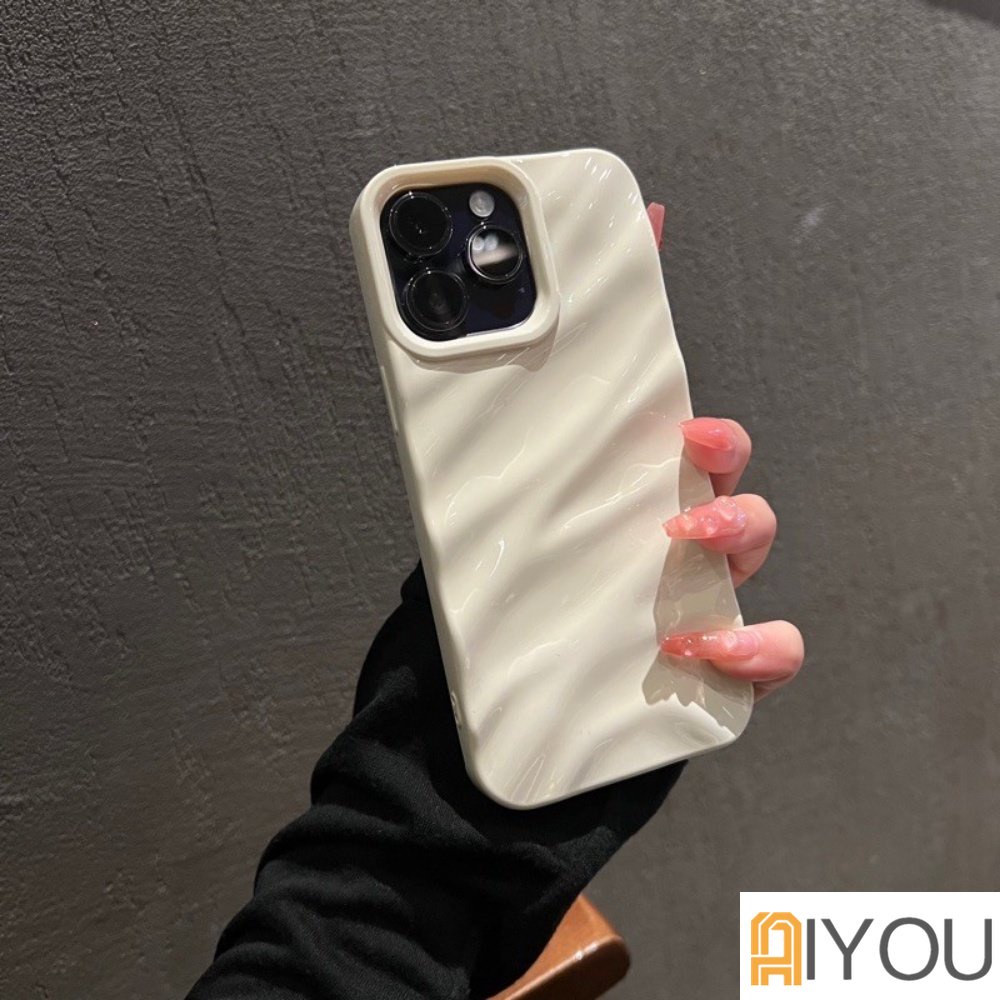 High Grade Ins Ungu Tiga Dimensi Lipit Gelombang Bumper Casing Shockproof Phone Case Untuk Iphone 11 Pro Max 12 13 14 Pro Max XR Xs Max7 8plus 13Promax Non-slip Cover