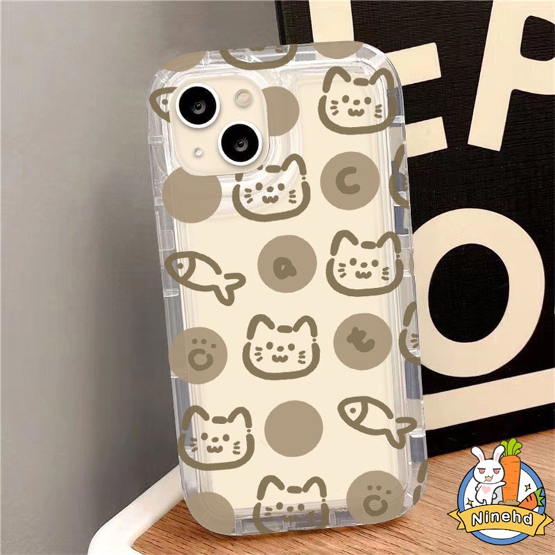 Redmi 12C A1 A1+10C 10A 10 9A 9C 9T Note 11 11s 10 10s 9 9s Pro Xiaomi 11 Lite Poco X3Pro Casing Ponsel Motif Ikan Kitty Lucu Simple Bening Shockproof Lembut Halus Cover Pelindung