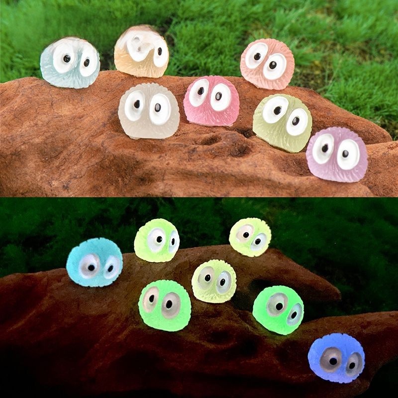 5pcs Mini Lucu Luminous Briket Nagita Debu Sprite Micro Ornamen Resin Landscape Figure Patung Miniatur Taman Bunga Pot Dekorasi DIY Dekorasi Rumah Alat Peraga