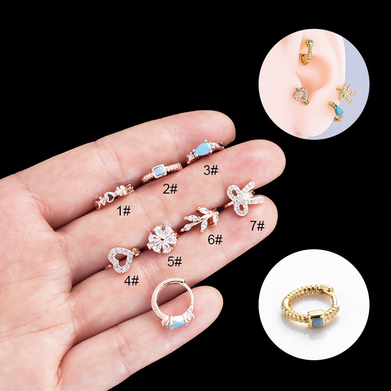 1biji 8mm Hoop Cartilage Earring Tragus Pinna Helix Piercing Silver Gold Ikatan Simpul Bentuk Hati