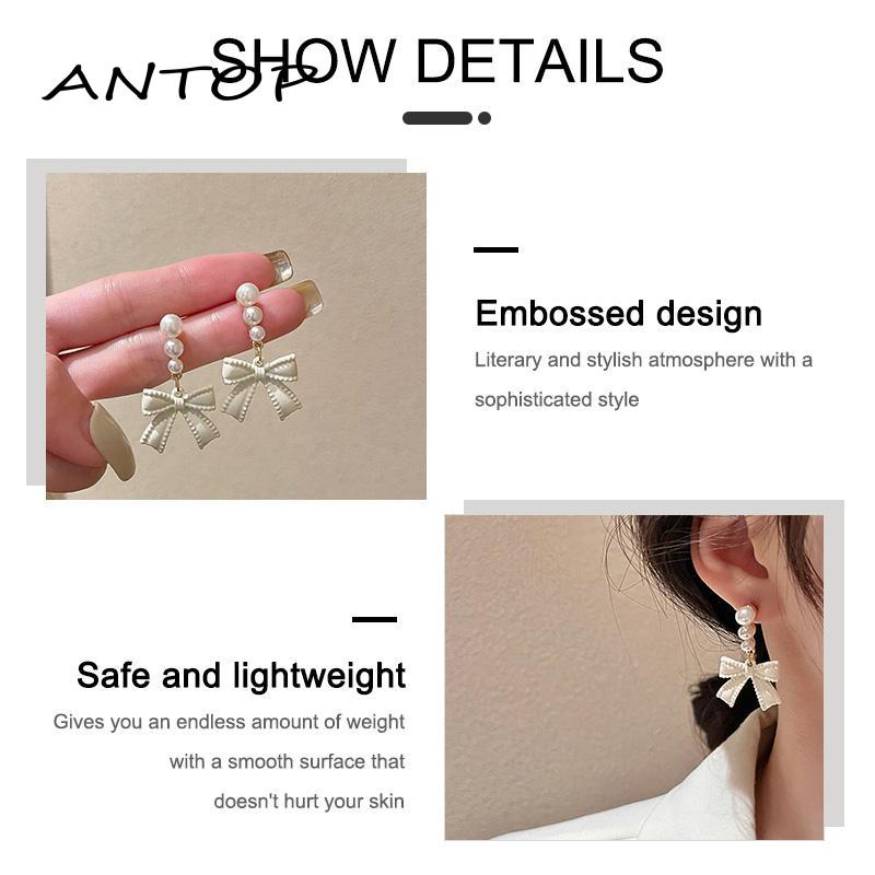 [Yumna] Anting Simpul Busur S925 Silver Off-white Desain Mutiara Anting Rasa Untuk Wanita