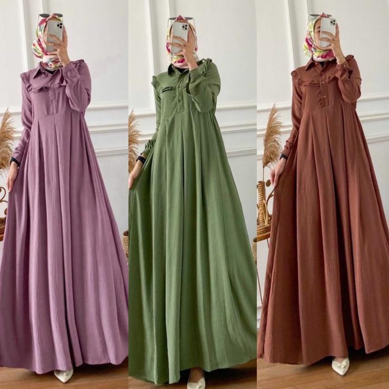 ilook | Gamis Antum | Dress Maxi Crincle Airflow | Gamis Lebaran 2023