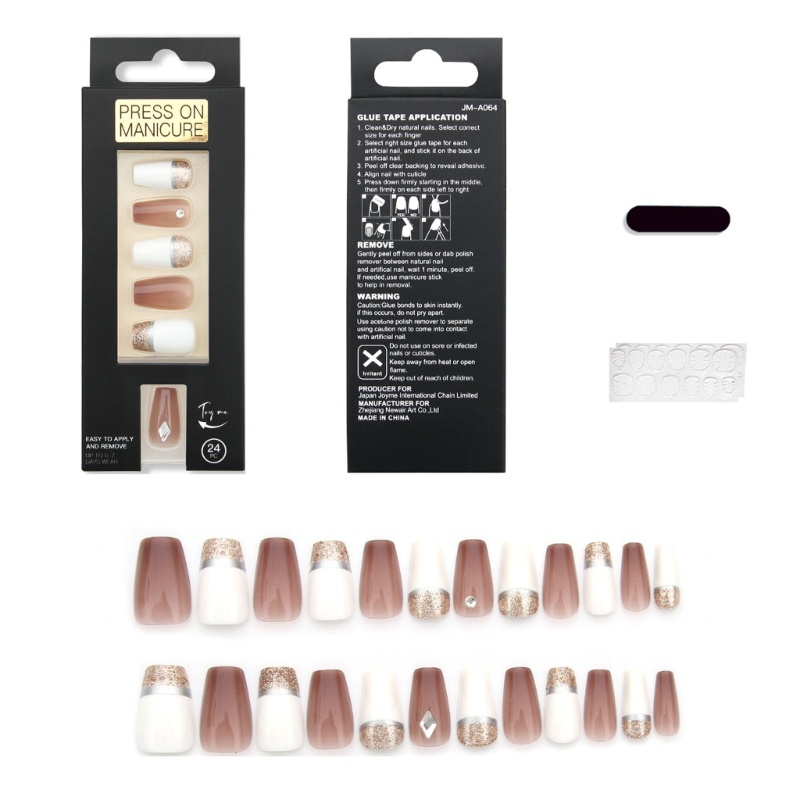 Siy Kuku Palsu Kuku Press on Pendek Dengan Desain Perancis Stick on Nails Kit Untuk Wanita Kuku Palsu Akrilik Untuk Nail Art