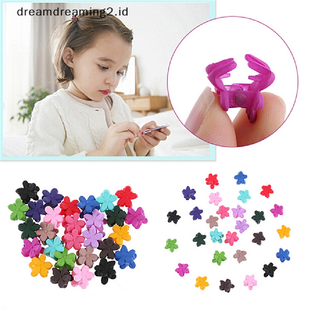 (dream) 30pcs Mix Berwarna Gadis Anak Bayi Mini Bunga Hair Claw Jaw Clip Aksesoris Rambut//