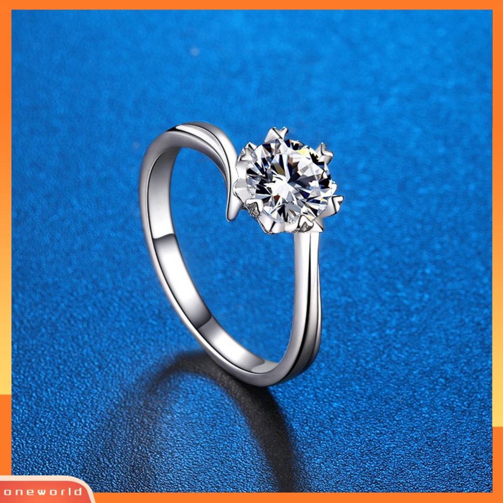 [EONE] Cincin Jari Shiny Berlian Imitasi Electroplating Pengerjaan Halus Tahan Luntur Hias Tembaga Indah Snowflake Engagement Ring Perhiasan Aksesori