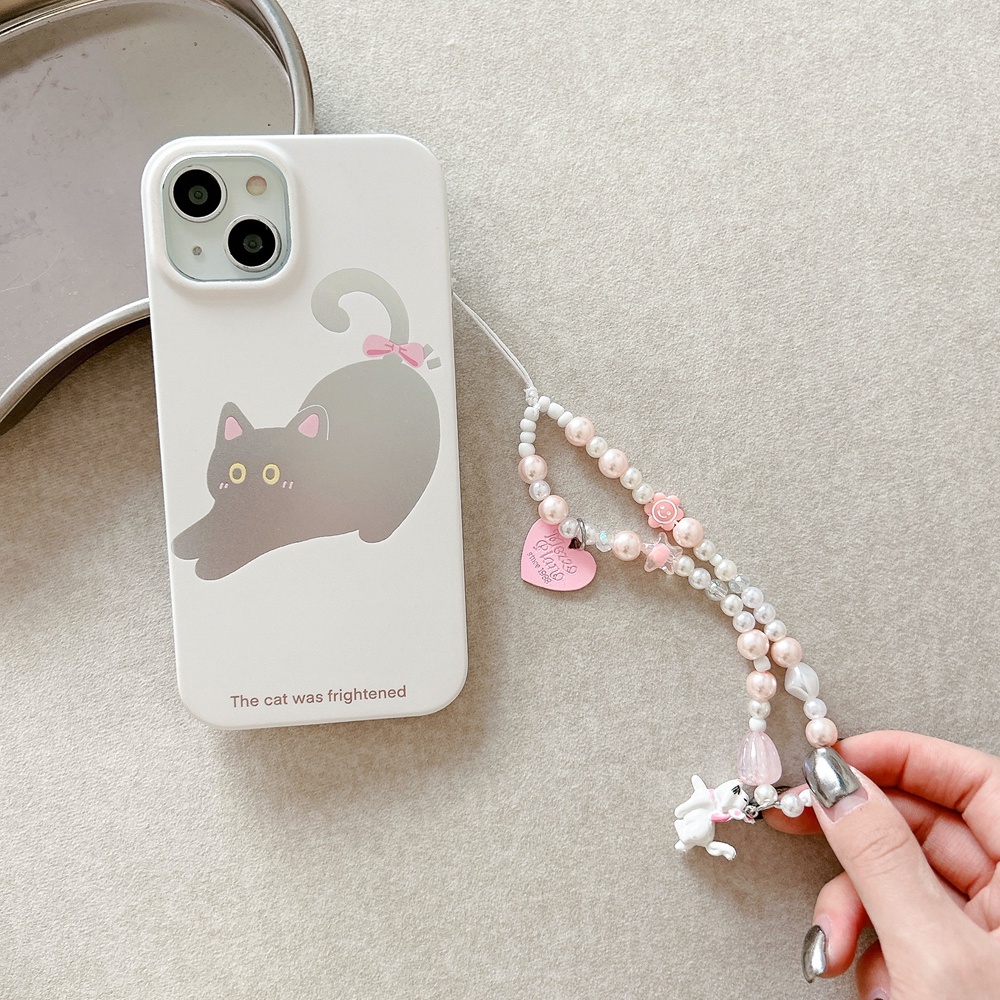 Casing Ponsel Gelang Kartun Kucing Lucu Untuk Iphone11 12 13 14 Pro Max Case Dengan Lanyard Shockproof Back Cover Casing iPhone