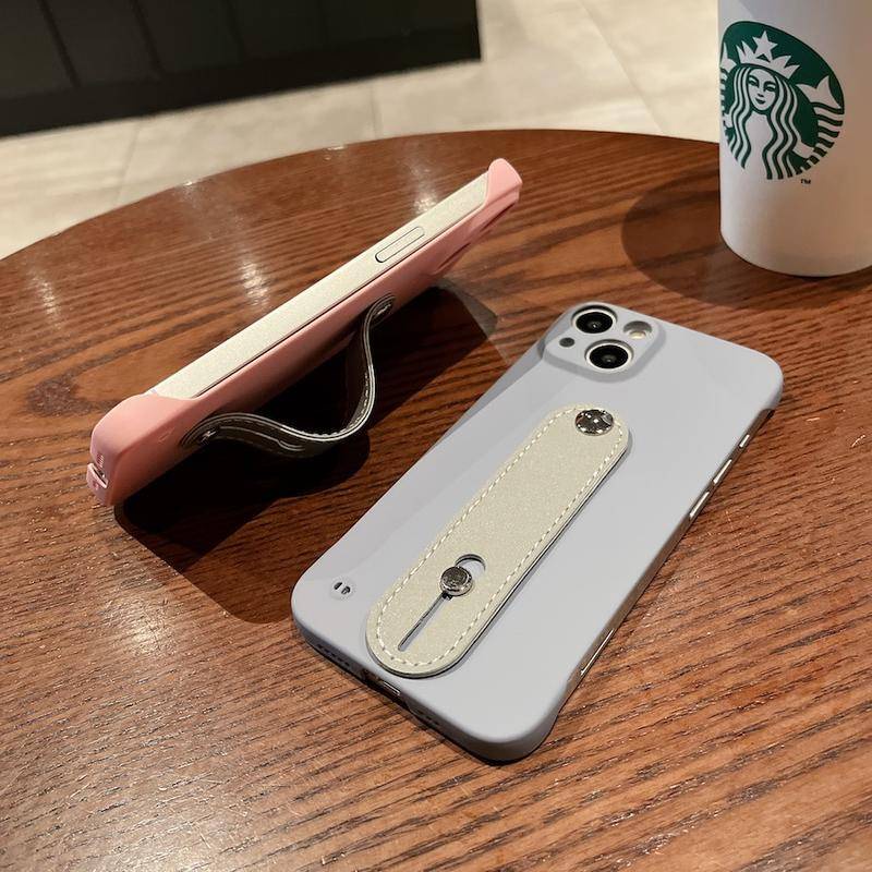 IPHONE Bracket Tali Pergelangan Tangan Phoen Case Untuk Iphone14 13 12 Pro MAX Plus Frameless Bracket Style brief Case Cover Untuk Iphone11