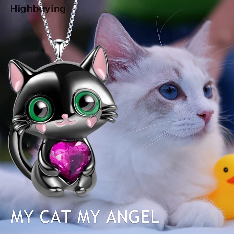 Hbid Fashion Love Kristal Kucing Liontin Kalung Cinta Alami Kucing Kristal Perhiasan Hewan Untuk Wanita Valenes Hadiah Hari Glory