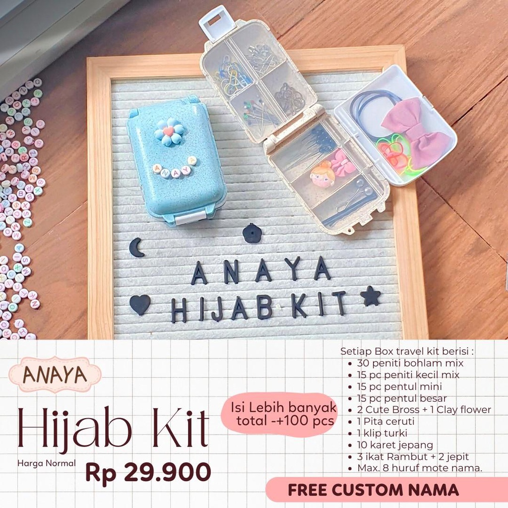 {FREE NAMA} ANAYA HIJAB KIT AKSESORIS PENITI HANDMADE