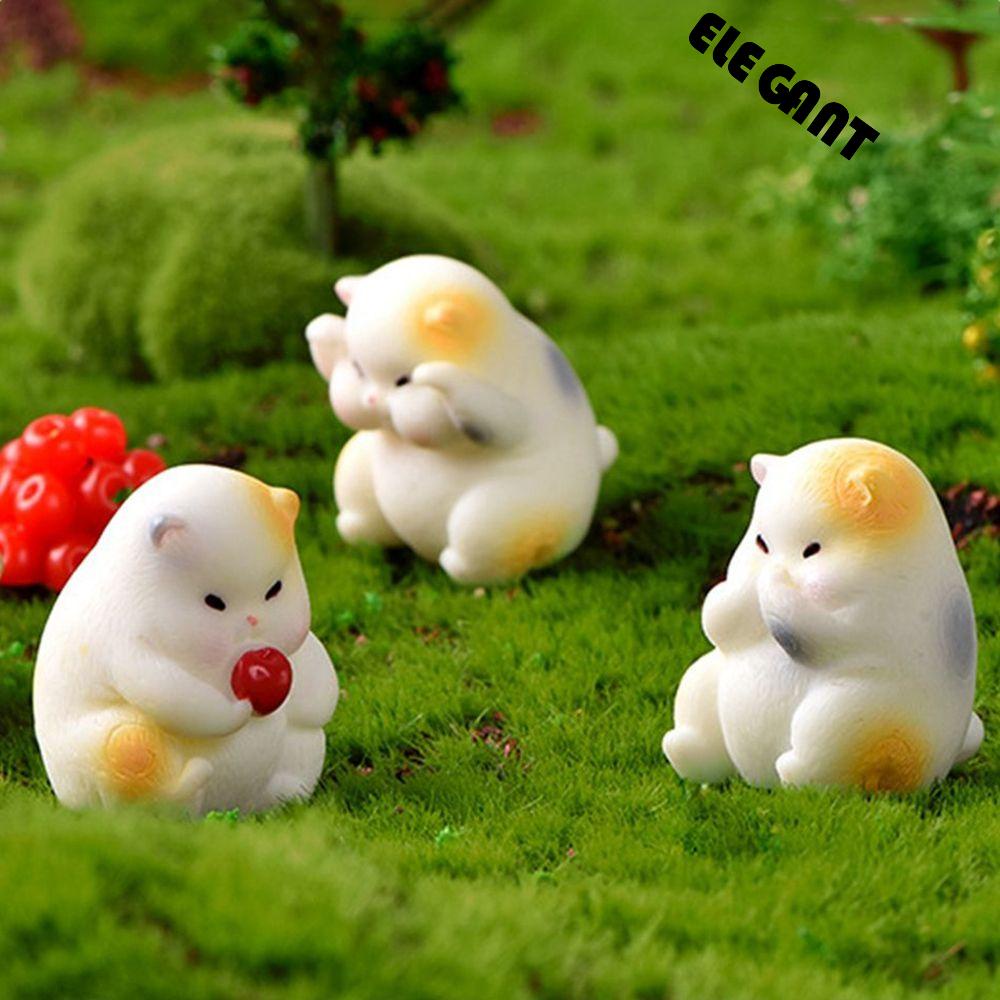 [Elegan] Patung Resin Kerajinan Anak Kucing Model Hewan Lumut Dekorasi Rumah Terrarium Decor Hiasan Desktop