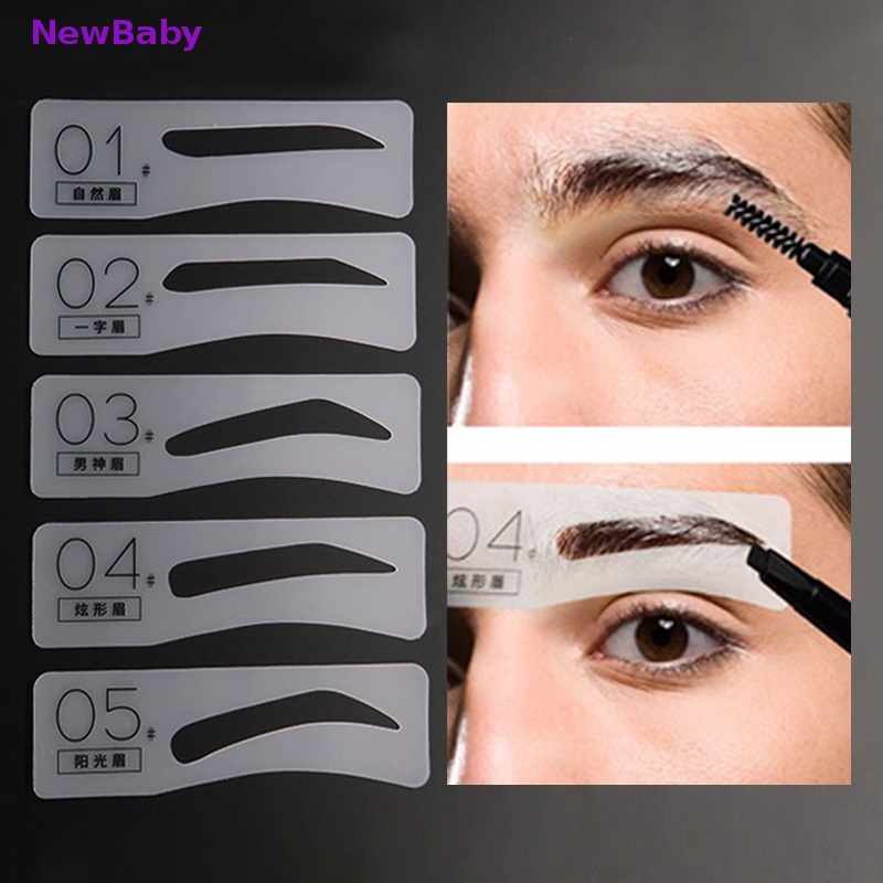 Newbaby 5Pcs Pria Pembentuk Alis Membentuk Stensil Grooming Pesona Kartu Alis Template Makeup ID