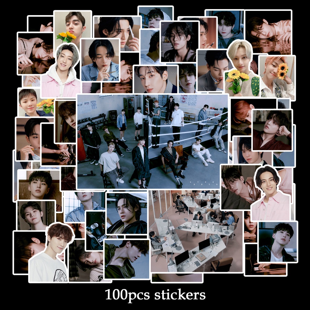 100pcs/set SEVENTEEN Stiker Foto Hand Book Luggage Stiker Album Baru FML Gambar Paster