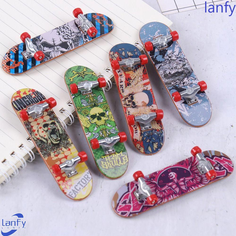 Lanfy Jari Papan Skate Warna Acak Plastik Anak Hadiah Mini Skateboard Simulasi Mainan Jari Skuter Surfing Mainan Skate Truk Jari Mainan Fingerboard Mainan