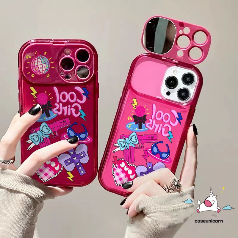 Casing Ponsel Cermin Make Up Flip Kreatif Untuk Vivo Y20 Y11 Y20s G Y17 Y15 Y91C Y12s Y1S Y12 Y11s Y12i Y20i Y12A Y20G Y30G Y20A Kartun Lucu Cute Graffiti Sticker Lembut Penutup Belakang