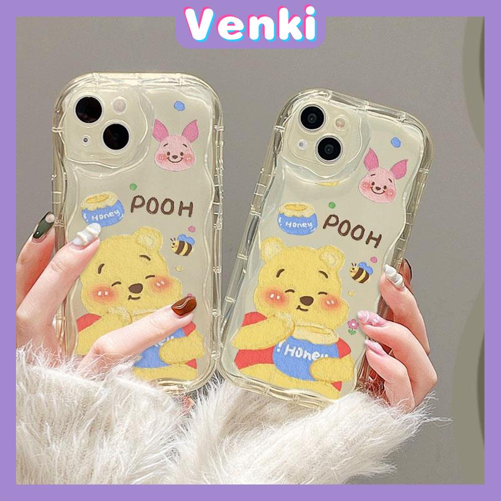 VENKI - For iPhone 11 iPhone Case 3D Curved Edge Wave Clear Case TPU Airbag Shockproof Camera Cover Cute Bear Compatible with iPhone 14 13 Pro max 12 Pro Max xr xs max 7 Plus 8